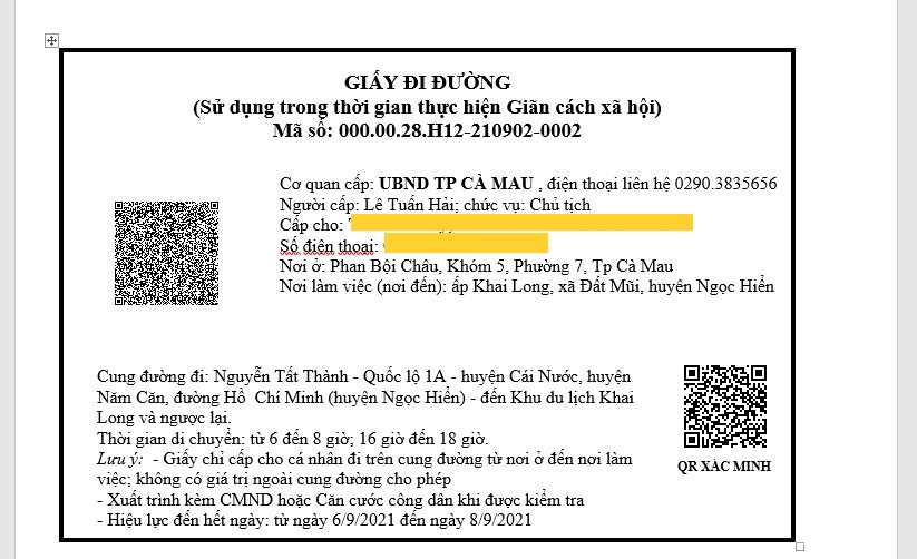 Người dân Cà Mau ngồi nhà bấm điện thoại nhận giấy đi đường