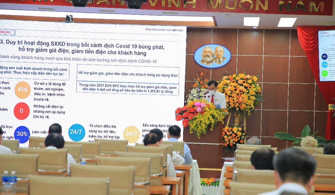 Năm 2021: EVNSPC thực hiện tốt mục ti&ecirc;u bảo đảm cấp điện v&agrave; chống dịch hiệu quả - Ảnh 1.