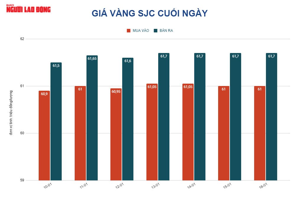 Giá vàng hôm nay 17-1: Giao dịch trầm lắng, vàng SJC vẫn neo ở mức rất cao