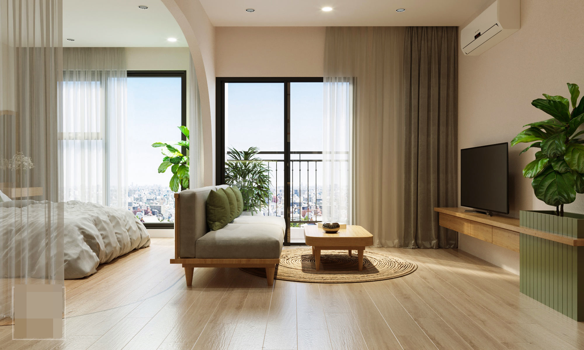 Căn hộ xanh cốm, ăn gian diện t&iacute;ch nhờ thiết kế kh&ocirc;ng gian mở - Ảnh 3.
