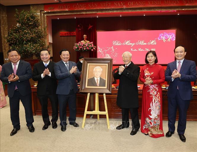 Tổng B&iacute; thư Nguyễn Ph&uacute; Trọng thăm, ch&uacute;c Tết Đảng bộ, ch&iacute;nh quyền v&agrave; nh&acirc;n d&acirc;n Thủ đ&ocirc; H&agrave; Nội - Ảnh 9.