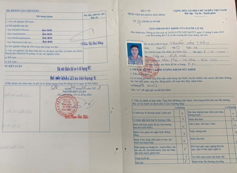 Bất thường trong việc cấp giấy kh&aacute;m sức khỏe l&aacute;i xe cho t&agrave;i xế &ldquo;t&acirc;m thần&rdquo; - Ảnh 1.