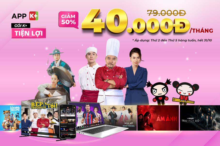 Lần đầu tiên K+ giảm 50% cho cả đầu thu và các gói thuê bao