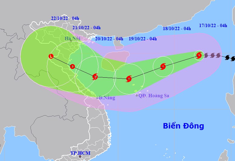 Bão số 6 giật cấp 14 hướng vào miền Trung với tốc độ 20 km/giờ