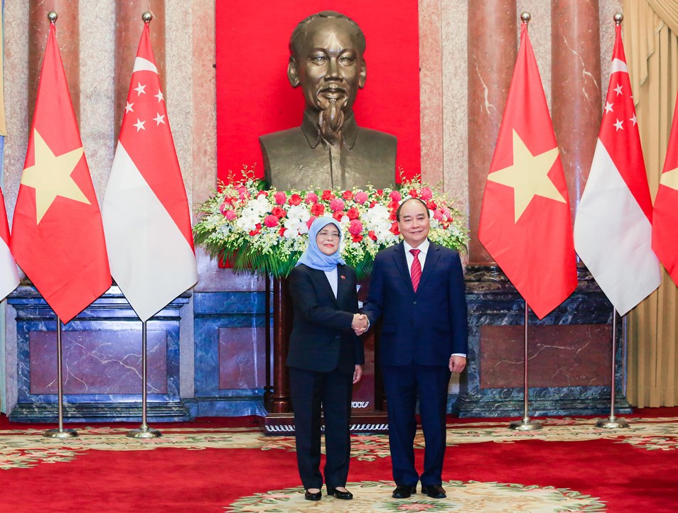 Chủ tịch nước Nguyễn Xuân Phúc chủ trì Lễ đón Tổng thống Singapore - Ảnh 12.