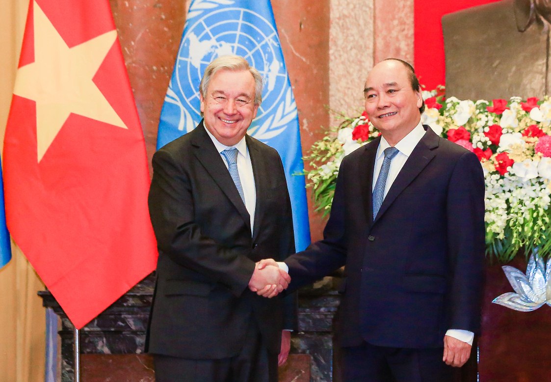 Cận cảnh lễ đ&oacute;n Tổng Thư k&yacute; Li&ecirc;n Hiệp Quốc Ant&oacute;nio Guterres thăm Việt Nam - Ảnh 10.