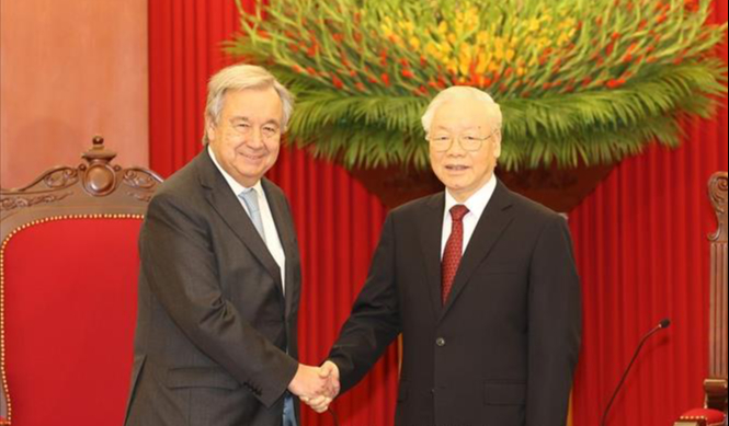Tổng Bí thư Nguyễn Phú Trọng tiếp Tổng Thư ký Liên Hiệp Quốc António Guterres