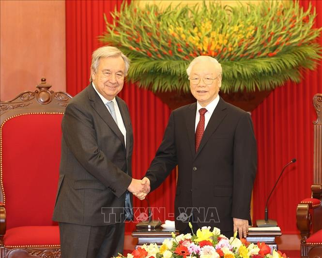 Tổng B&iacute; thư Nguyễn Ph&uacute; Trọng tiếp Tổng Thư k&yacute; Li&ecirc;n Hiệp Quốc Ant&oacute;nio Guterres - Ảnh 1.