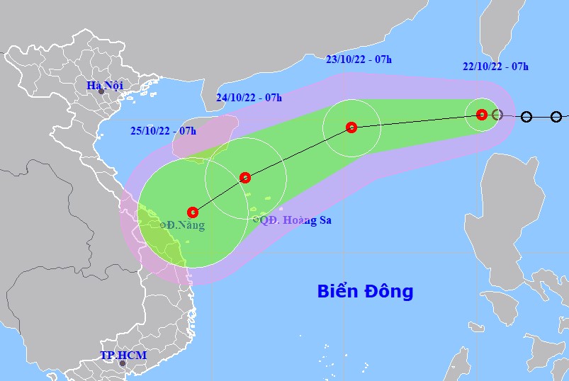 Áp thấp nhiệt đới trên Biển Đông, hướng vào miền Trung
