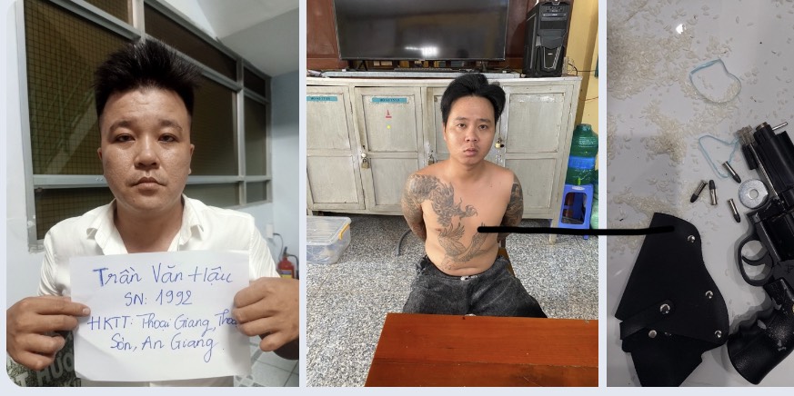 Bắt thanh ni&ecirc;n g&acirc;y rối, c&ocirc;ng an ph&aacute;t hiện c&oacute; s&uacute;ng - Ảnh 1.