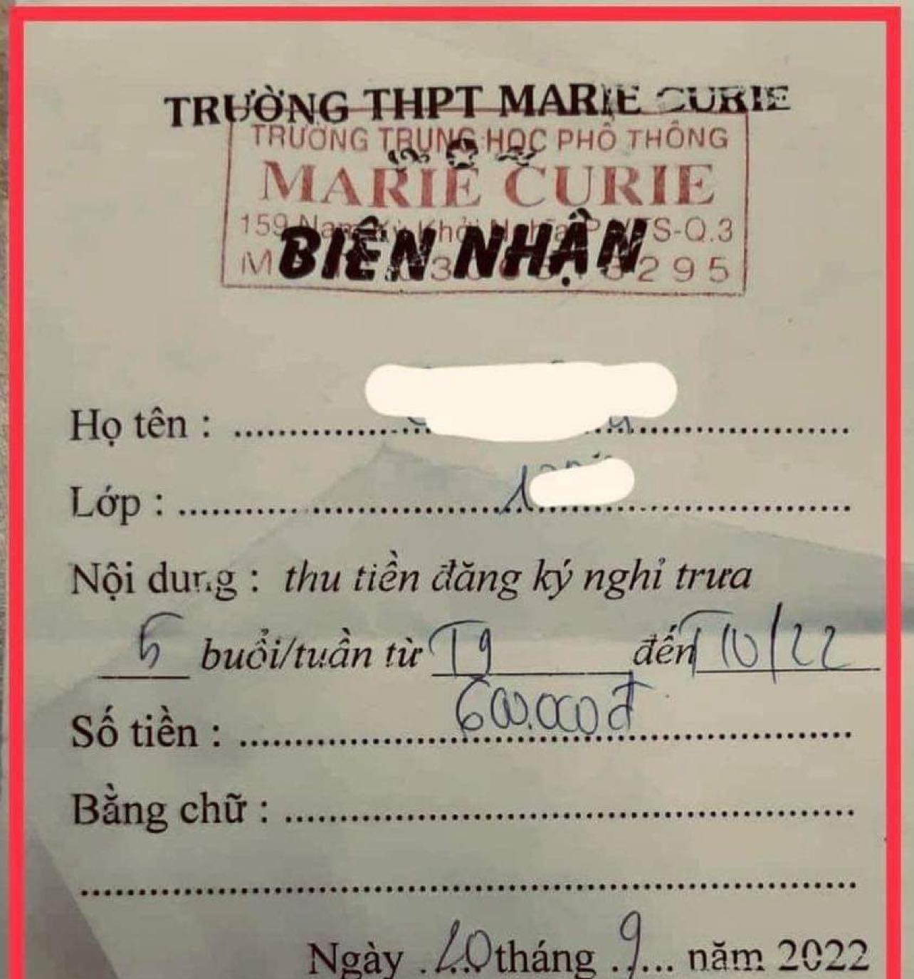 Sự thật về khoản thu "tiền nghỉ trưa" của Trường THPT Marie Curie TP HCM