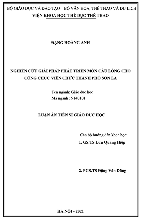Luận &aacute;n tiến sĩ Nghi&ecirc;n cứu ph&aacute;t triển m&ocirc;n cầu l&ocirc;ng bị đ&aacute;nh gi&aacute; kh&ocirc;ng đạt - Ảnh 2.