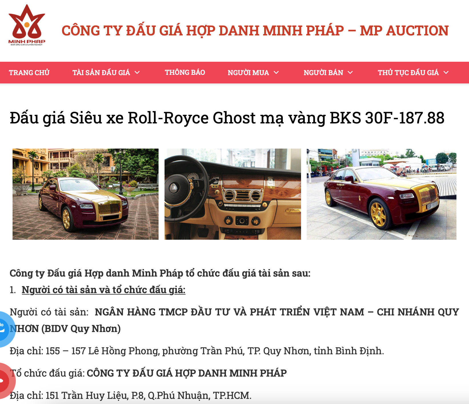 Sắp b&aacute;n đấu gi&aacute; si&ecirc;u xe Roll-Royce mạ v&agrave;ng của &ocirc;ng Trịnh Văn Quyết - Ảnh 1.