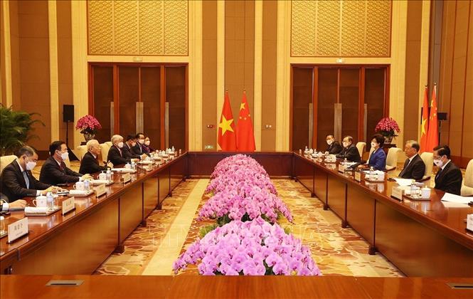 Tổng B&iacute; thư Nguyễn Ph&uacute; Trọng hội kiến Chủ tịch Ch&iacute;nh hiệp Trung Quốc U&ocirc;ng Dương - Ảnh 3.