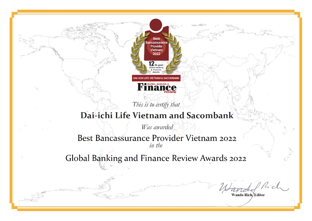 Dai-ichi Life Việt Nam và Sacombank - “Nhà cung cấp dịch vụ Bancassurance tốt nhất Việt Nam 2022”