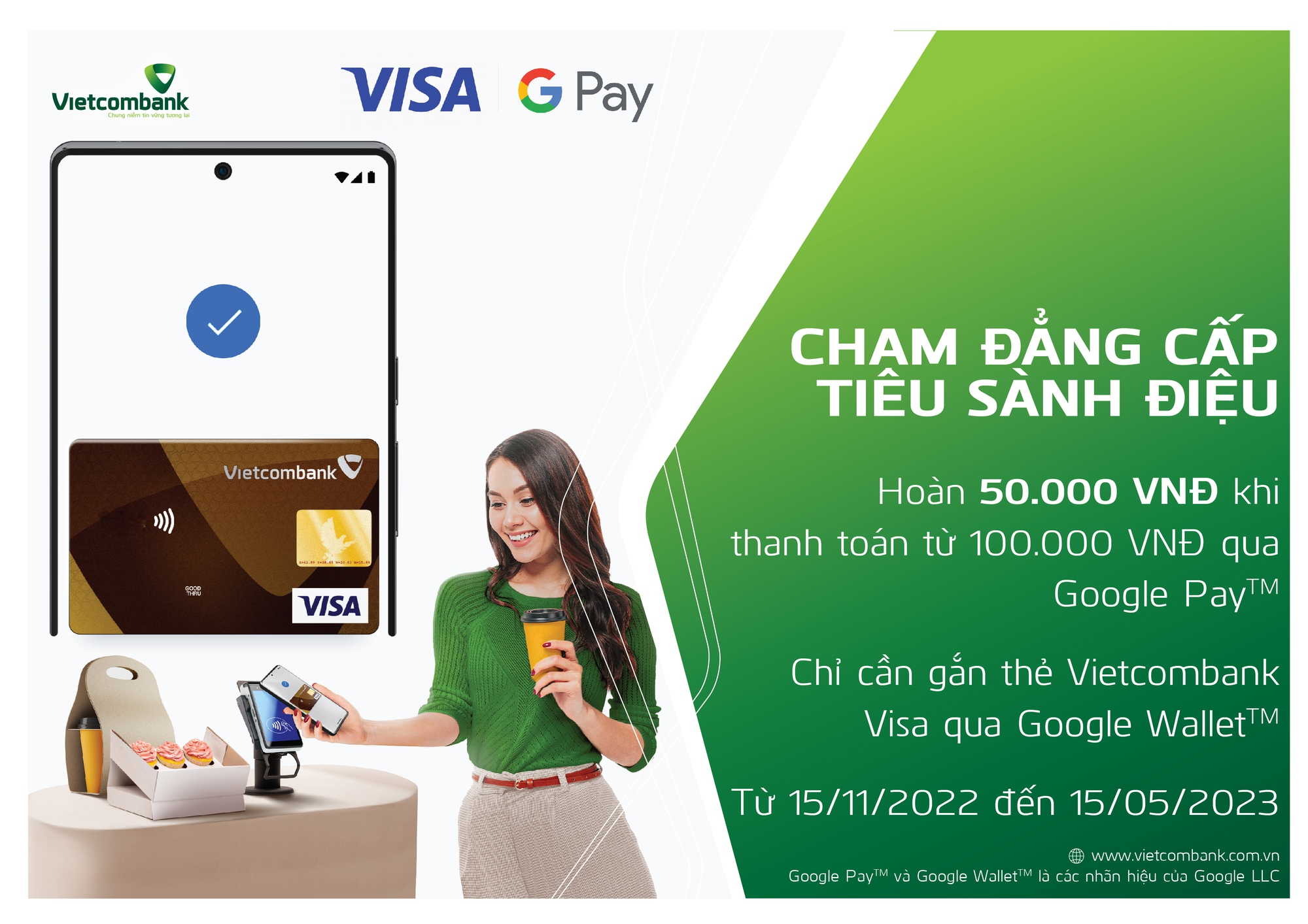 Vietcombank triển khai dịch vụ thanh toán qua Google Wallet cho thẻ Visa
