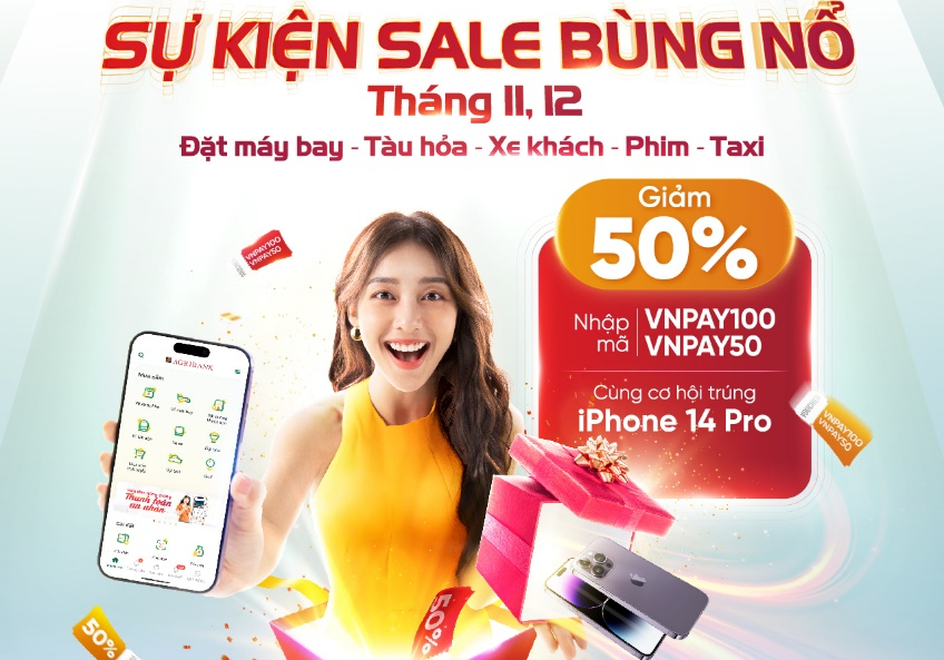 Đại tiệc ưu đãi cuối năm: Agribank E-Mobile Banking giảm ngay nửa giá và cơ hội nhận iPhone 14 Pro