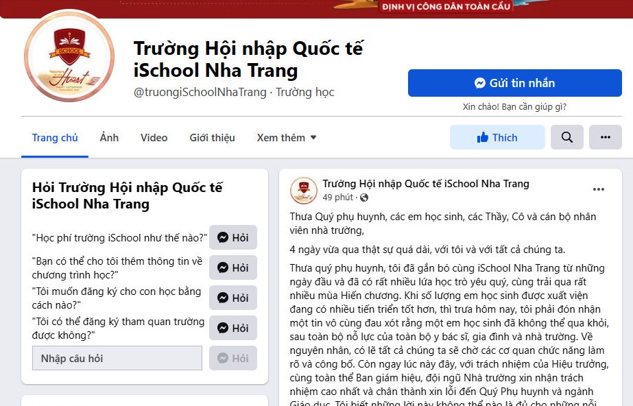 257 học sinh Trường iSchool Nha Trang nhập viện: Một em lớp 1 tử vong