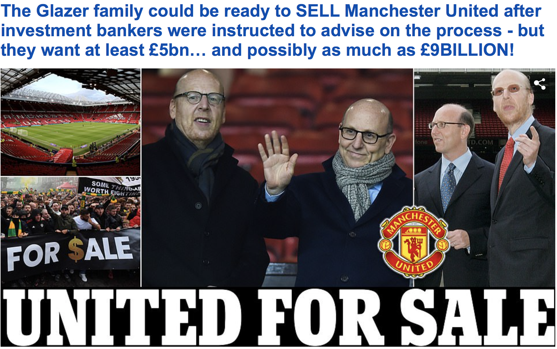 Nh&agrave; Glazer rao b&aacute;n Man United gi&aacute; 9 tỉ bảng - Ảnh 1.