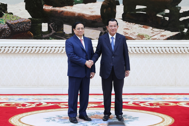 Thủ tướng Hun Sen đ&oacute;n Thủ tướng Phạm Minh Ch&iacute;nh thăm ch&iacute;nh thức Campuchia - Ảnh 1.
