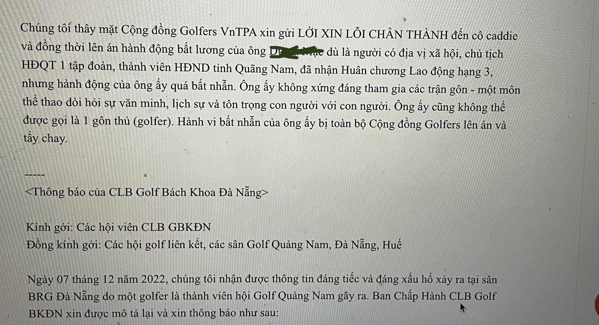 Th&ecirc;m một c&acirc;u lạc bộ golf tẩy chay golfer đ&aacute;nh caddie bất tỉnh - Ảnh 1.