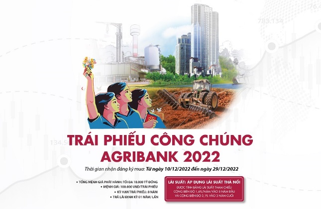 Cơ hội đầu tư dịp cuối năm: Agribank phát hành 10.000 tỉ đồng trái phiếu ra công chúng năm 2022