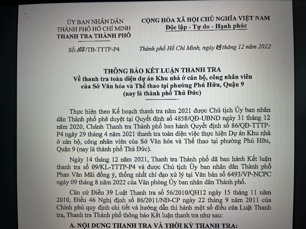 Nhiều sai phạm tại dự án khu nhà ở cán bộ, công nhân viên