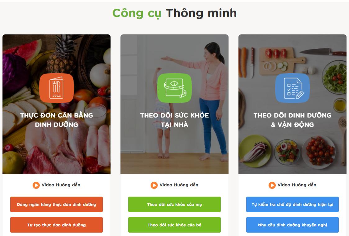 Chương trình Dinh dưỡng Bà mẹ và Trẻ em - Công cụ tiện ích