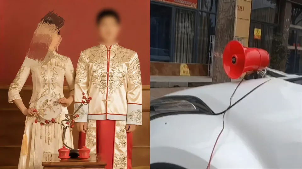 VIDEO: Vác loa, căng băng rôn trước nhà vợ để đòi lại tiền cưới