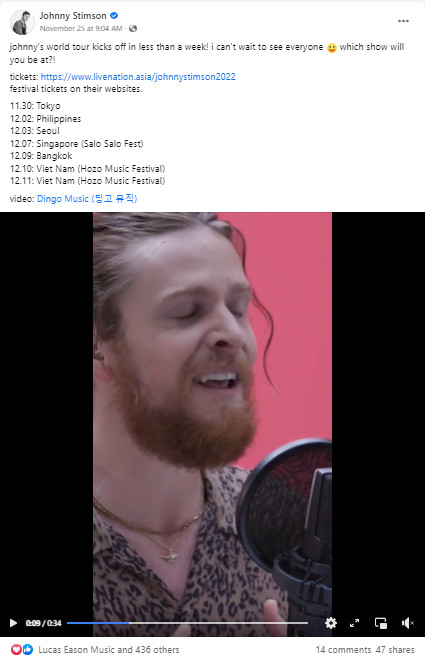 Qu&aacute; h&agrave;o hứng sang Việt Nam ra mắt single mới, Johnny Stimson c&ocirc;ng bố... nhầm ng&agrave;y diễn - Ảnh 3.