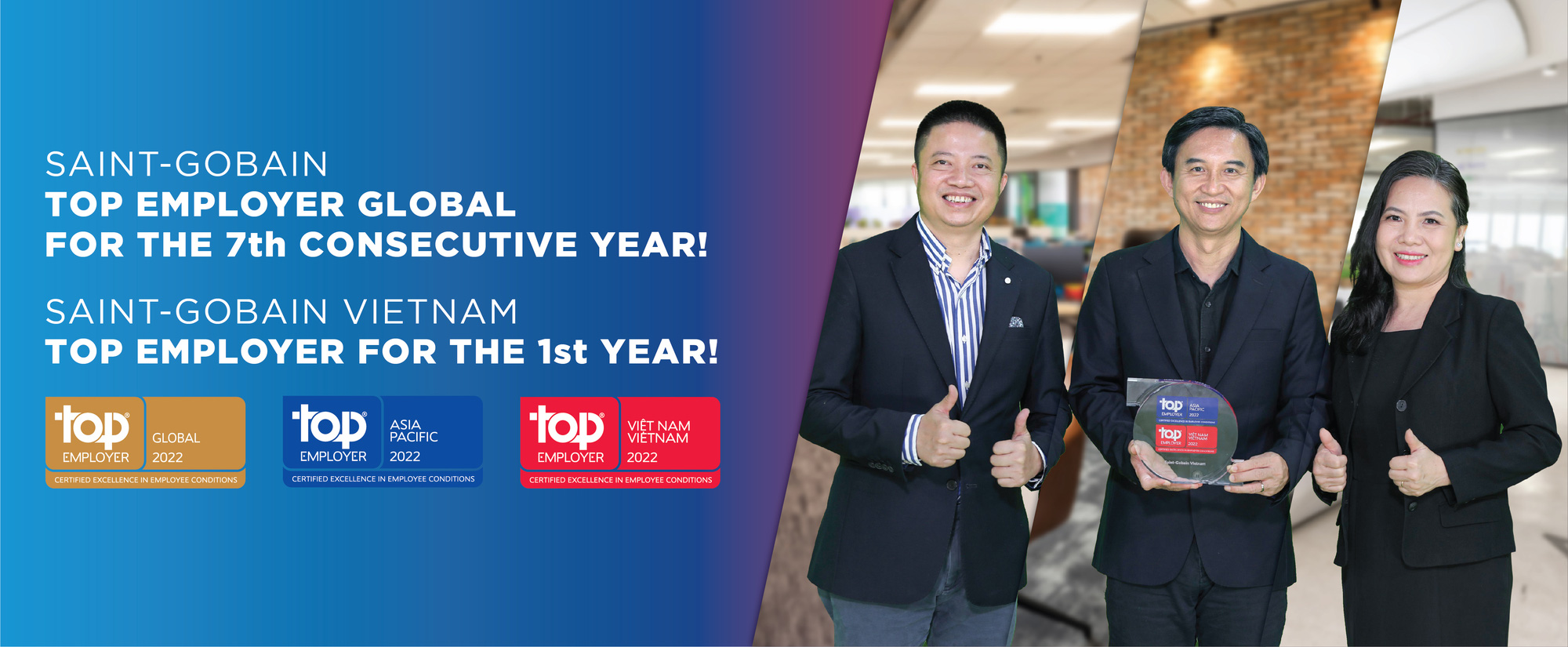 Saint-Gobain được vinh danh Global Top Employer 7 năm liên tiếp - Ảnh 1. Saint-Gobain được vinh danh Global Top Employer 7 năm liên tiếp - Ảnh 1.