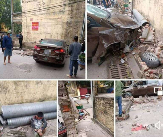 T&agrave;i xế nghi say xỉn t&ocirc;ng sập bờ tường, 2 vợ chồng đi xe m&aacute;y trọng thương - Ảnh 1.