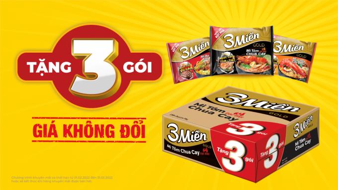 Mì 3 Miền tiếp tục khuyến mãi hết tháng ba