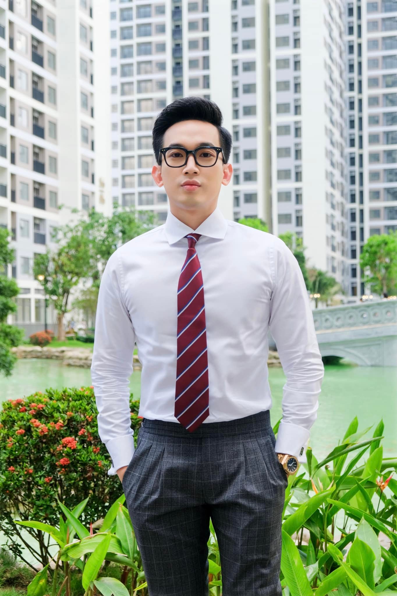 MC Trung Hậu với bộ Anh Văn Ph&ograve;ng Nhật trong sự kiện ra mắt Vườn Nhật The Origami - Ảnh 3.