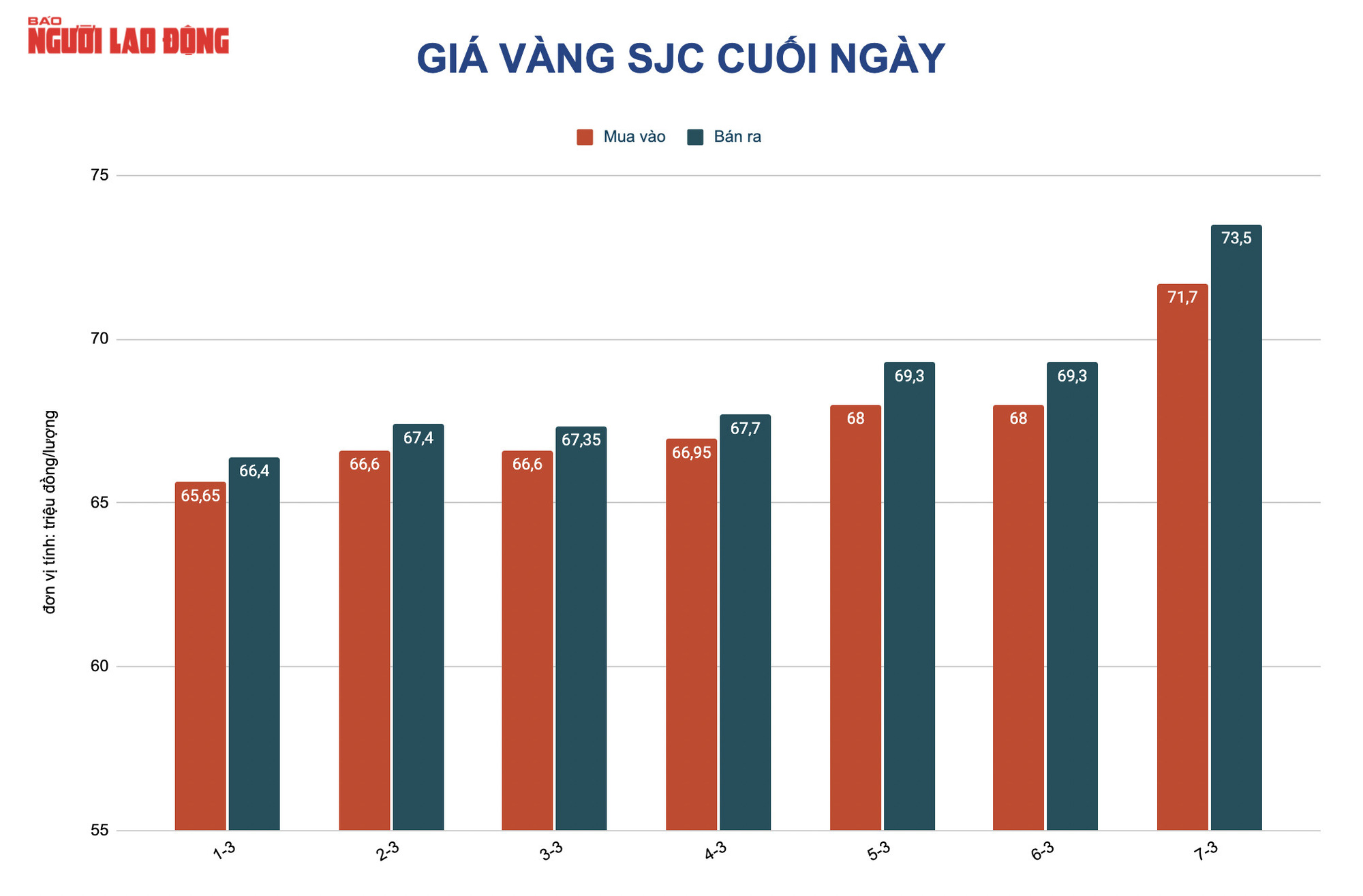Giá vàng hôm nay 8-3: Vàng thế giới hạ nhiệt, vàng SJC vẫn neo trên 73 triệu đồng/lượng - Ảnh 2.