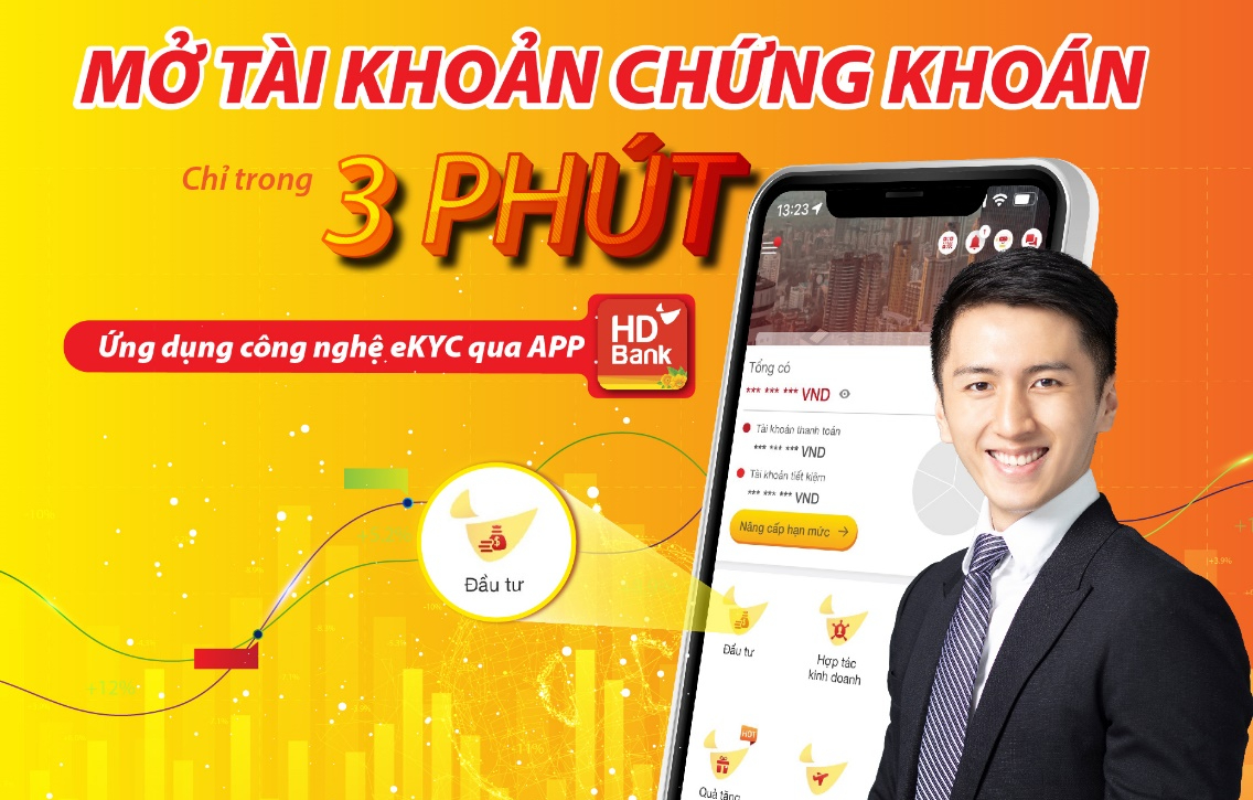 Đầu tư dễ dàng với tính năng mở tài khoản chứng khoán trên App HDBank