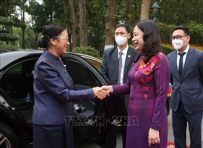 Phó Chủ tịch nước Võ Thị Ánh Xuân đón, hội đàm với Phó Chủ tịch nước Lào Pany Yathotou