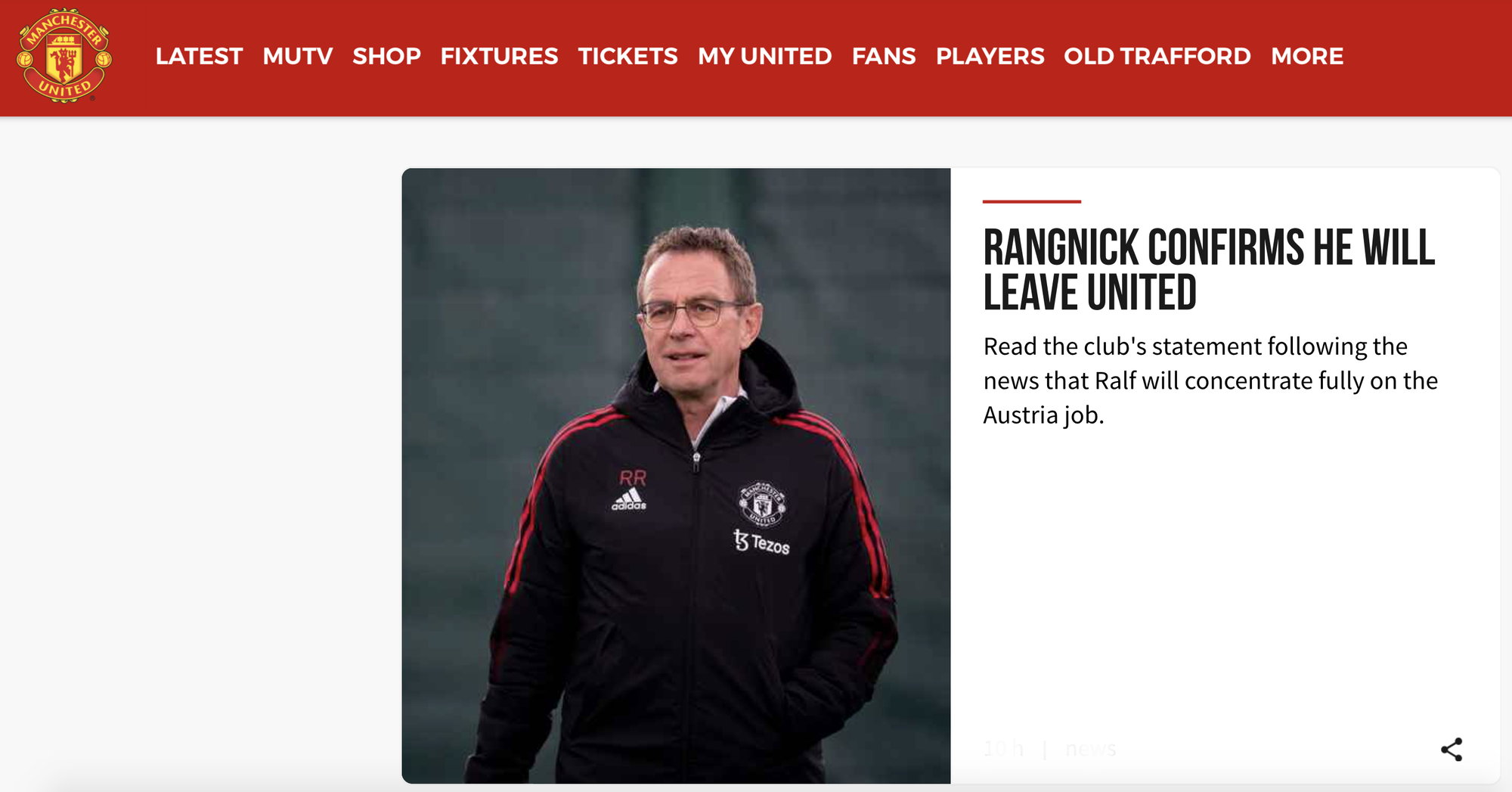 HLV Ralf Rangnick chia tay Man United, từ bỏ lu&ocirc;n vai tr&ograve; cố vấn - Ảnh 1.
