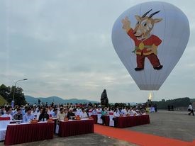Trình diễn bay khinh khí cầu "Cuộc dạo chơi của Sao La - Kỳ lân châu Á" tại SEA Games 31