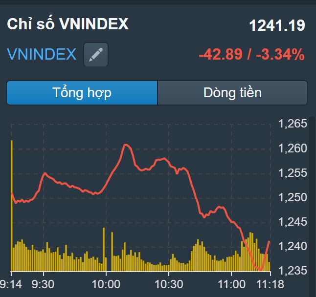 Chứng kho&aacute;n đầu tuần đỏ s&agrave;n: VN-Index giảm 57 điểm - Ảnh 1.