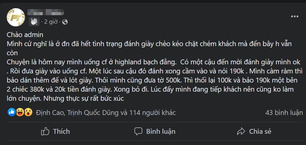 Xác minh thông tin “chặt chém” 400.000 đồng cho 1 lần đánh giày - Ảnh 1.