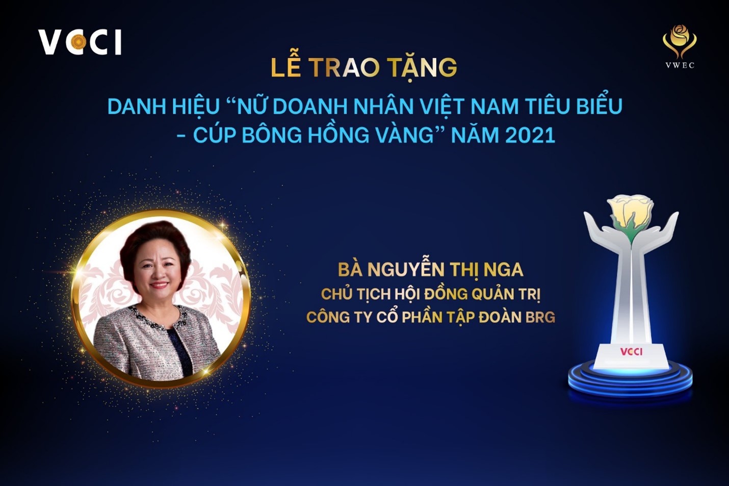 Chủ tịch Tập đoàn BRG lần thứ 5 vinh dự nhận danh hiệu "Nữ doanh nhân Việt Nam tiêu biểu - Cúp Bông Hồng Vàng"