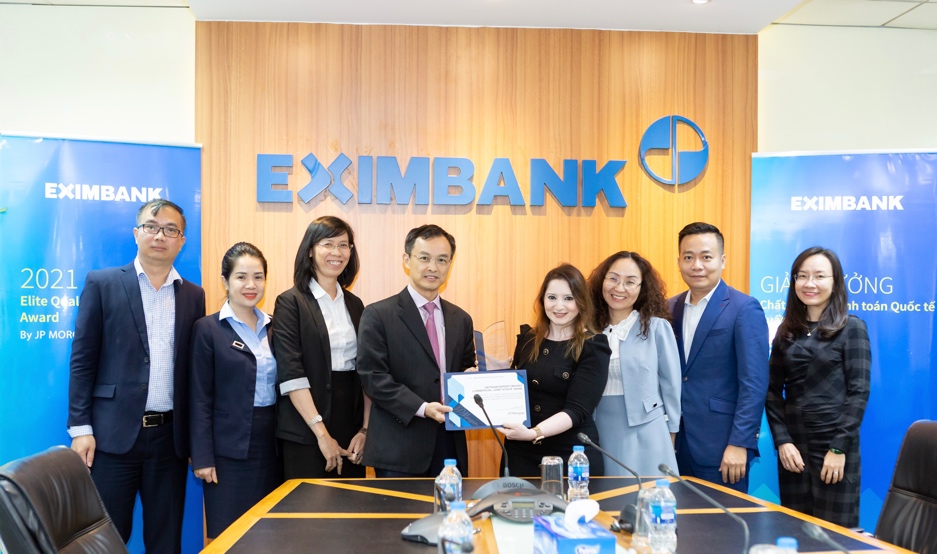 Ngân hàng JP Morgan trao giải thưởng Chất lượng thanh toán quốc tế xuất sắc cho Eximbank