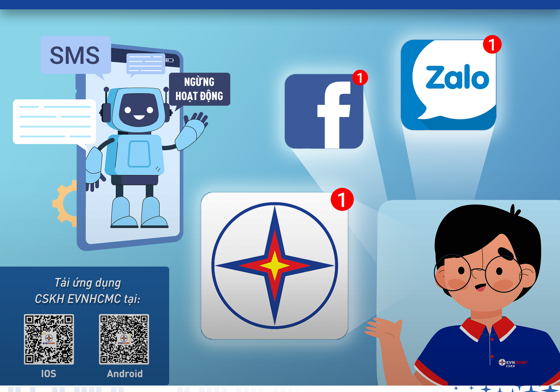 EVNHCMC: Ngừng nhắn tin SMS từ ngày 1-8-2022