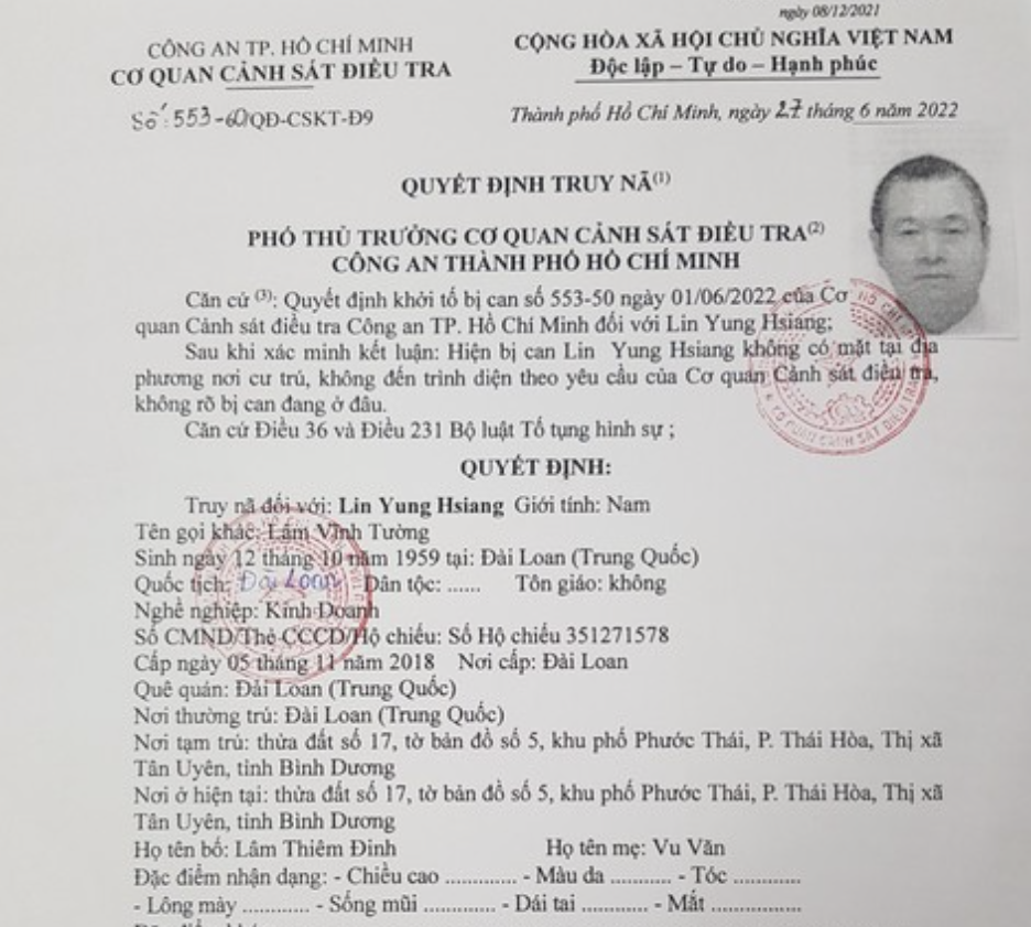 Công an TP HCM truy nã một người nước ngoài