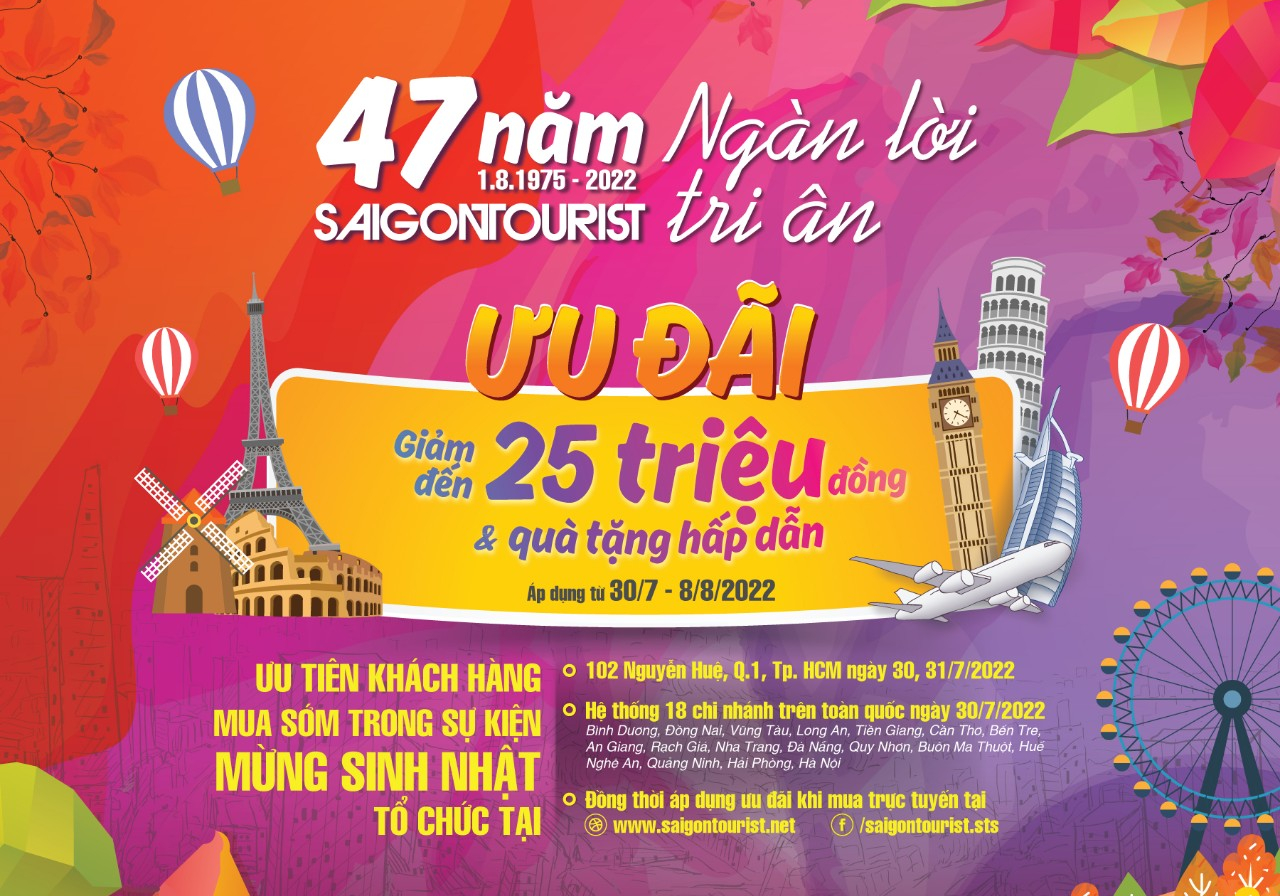 Lữ hành Saigontourist tri ân khách hàng hơn 170 tour ưu đãi