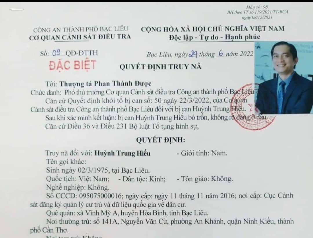 Đối tượng bị truy n&atilde; đặc biệt ra đầu th&uacute; - Ảnh 1.