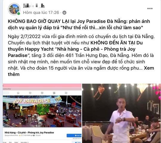 Đà Nẵng: Lên món chậm, tính tiền sai, một nhà hàng buộc phải công khai xin lỗi khách - Ảnh 2.