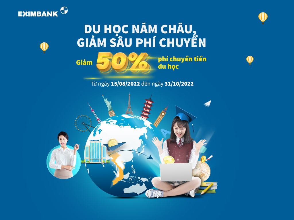 Eximbank ưu đãi phí chuyển tiền du học