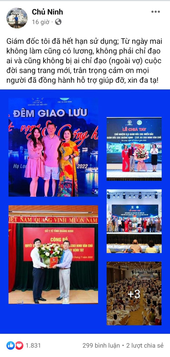 Bị cho rằng vừa hạ c&aacute;nh an to&agrave;n đ&atilde; mở tiệc chia tay ho&agrave;nh tr&aacute;ng, cựu gi&aacute;m đốc CDC Quảng Ninh n&oacute;i g&igrave;? - Ảnh 2.